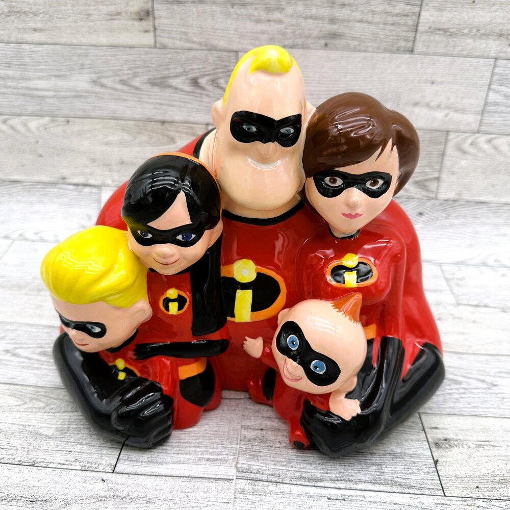 Disney Pixar The Incredibles Whole Family Ceramic Piggy Bank by Enesco